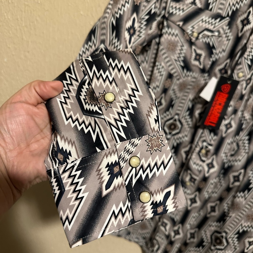 Rock & Roll Denim Southwestern Long Sleeve Pearl Snap Stretch Western Shirt XL - Picture 5 of 8
